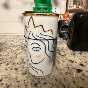 Starbucks White and Gold Ceramic Tumbler
